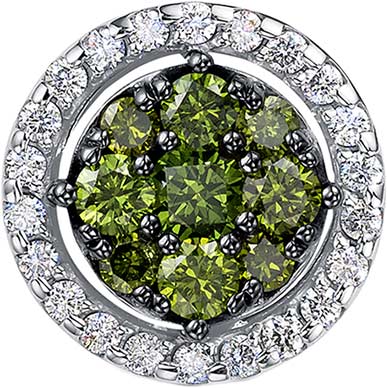 Подвеска бегунок из белого золота Vesna jewelry 33343-256-375-00 с зелеными бриллиантами, бриллиантами