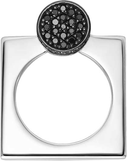 Подвеска бегунок из белого золота Vesna jewelry 33369-256-02-00 с черными бриллиантами