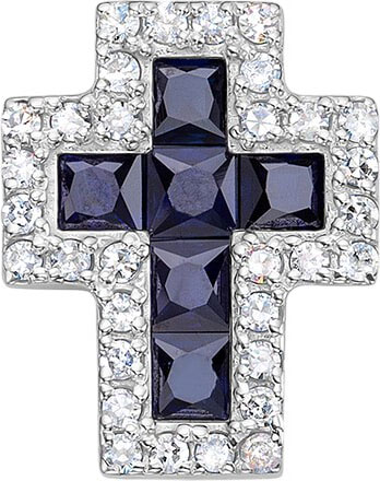 Женский декоративный крестик из белого золота Vesna jewelry 33379-251-13-00 с бриллиантами, сапфирами