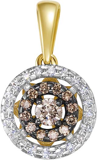 Золотая подвеска Vesna jewelry 33511-356-176-00 с коньячными бриллиантами, бриллиантами