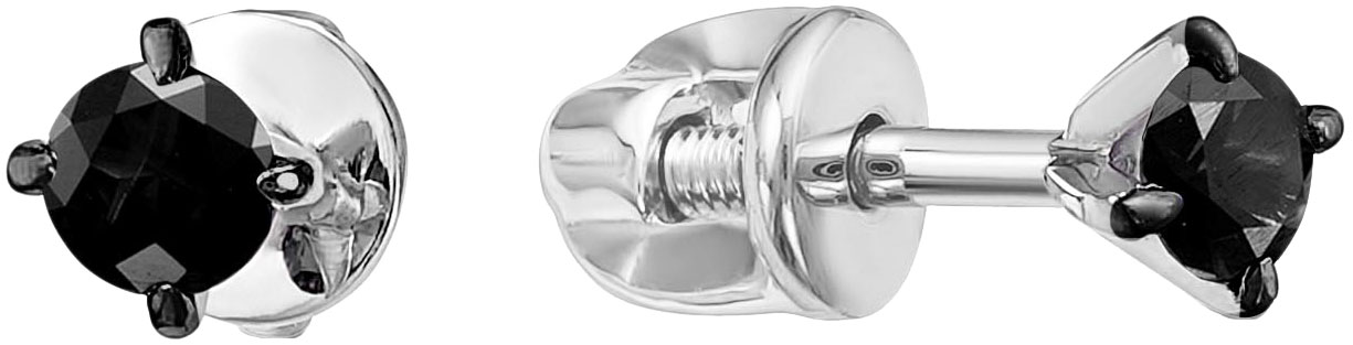 Серьги пусеты-гвоздики из белого золота Vesna jewelry 4040-256-02-00 с черными бриллиантами