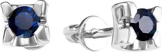 Серьги-пусеты (гвоздики) из белого золота Vesna jewelry 4104-251-10-00 с сапфирами