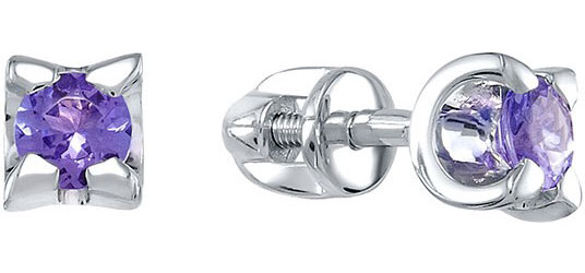 Серьги пусеты-гвоздики из белого золота Vesna jewelry 4104-251-147-00 с танзанитами