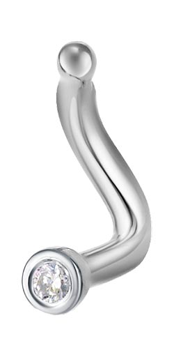 Серьга из белого золота для пирсинга носа Vesna jewelry 41210-251-00-01 с бриллиантом
