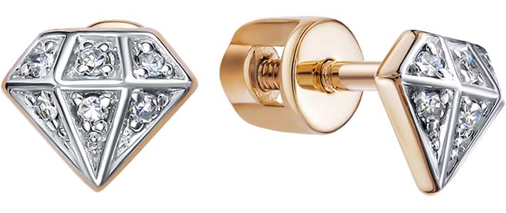 Золотые серьги пусеты-гвоздики Vesna jewelry 41410-151-01-00 с бриллиантами