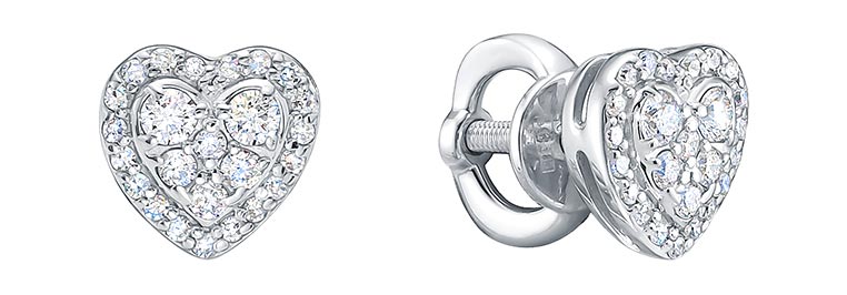 Серьги пусеты-гвоздики из белого золота Vesna jewelry 41834-251-46-00 с бриллиантами