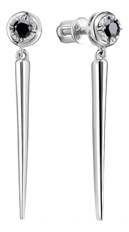 Серьги пусеты-гвоздики из белого золота Vesna jewelry 41904-259-02-00 с черными бриллиантами