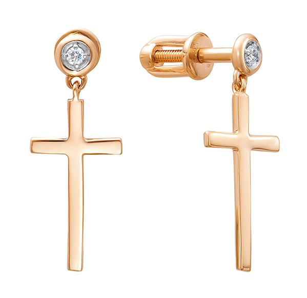 Золотые серьги с подвесками Vesna jewelry 42111-151-00-00 с бриллиантами
