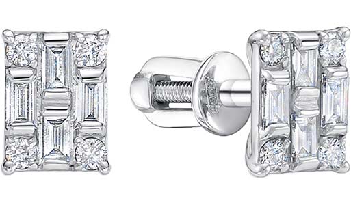 Серьги пусеты-гвоздики из белого золота Vesna jewelry 42724-251-124-00 с бриллиантами