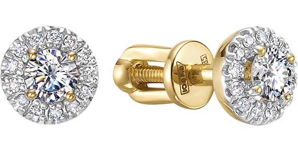 Золотые серьги пусеты-гвоздики Vesna jewelry 42866-351-00-00 с бриллиантами