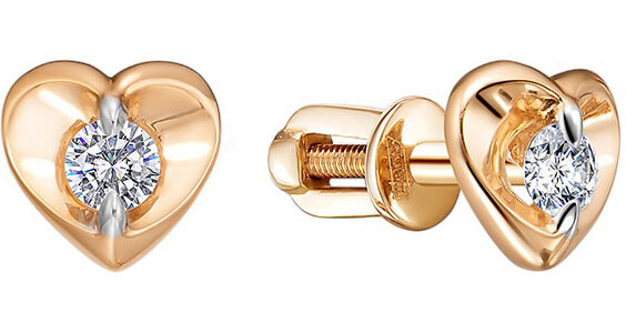 Золотые серьги пусеты-гвоздики Vesna jewelry 43422-151-00-00 с бриллиантами