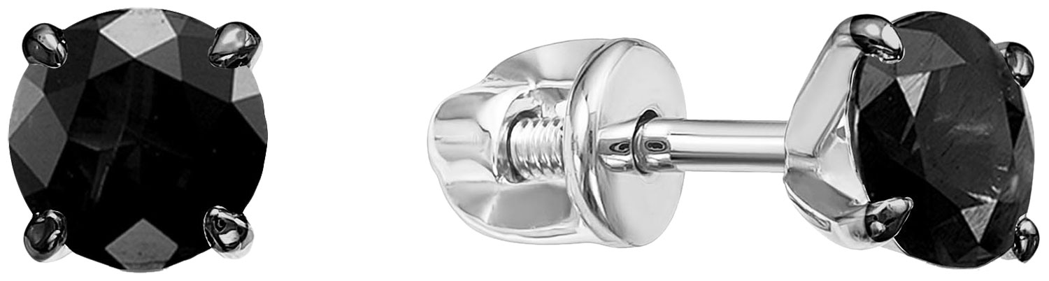 Серьги пусеты-гвоздики из белого золота Vesna jewelry 4377-256-02-00 с черными бриллиантами