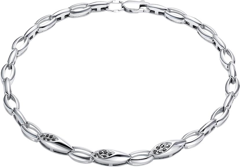 Браслет цепь из белого золота Vesna jewelry 51017-251-02-00 с черными бриллиантами
