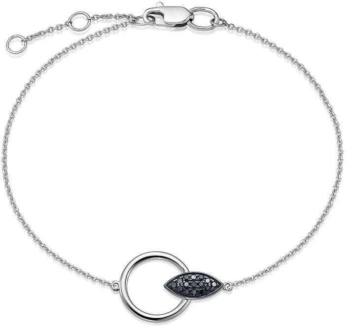 Браслет из белого золота на ногу Vesna jewelry 51544-256-02-00 с черными бриллиантами