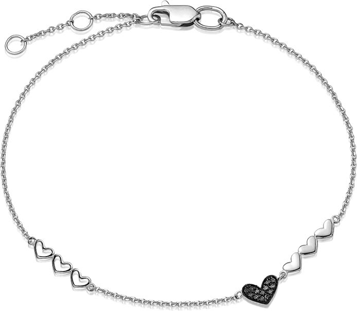 Браслет из белого золота на ногу Vesna jewelry 51545-256-02-00 с черными бриллиантами