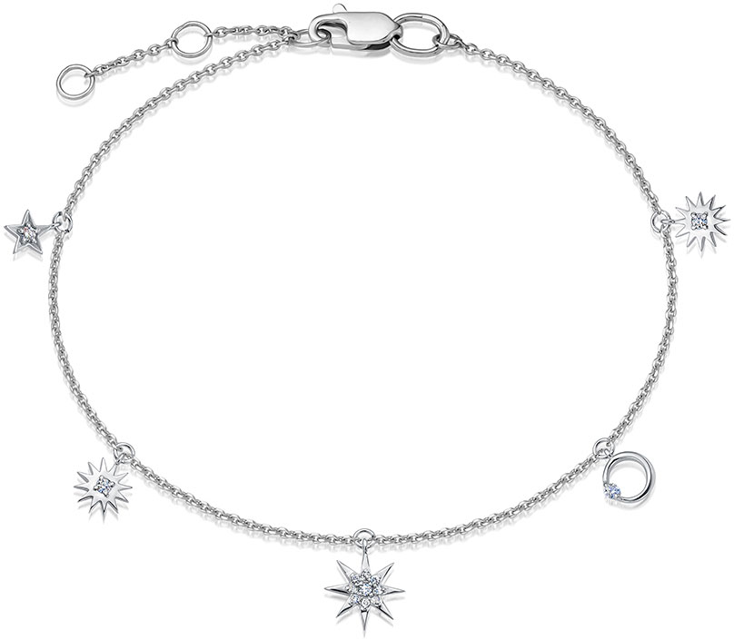 Браслет из белого золота на ногу Vesna jewelry 51546-251-46-00 с бриллиантами