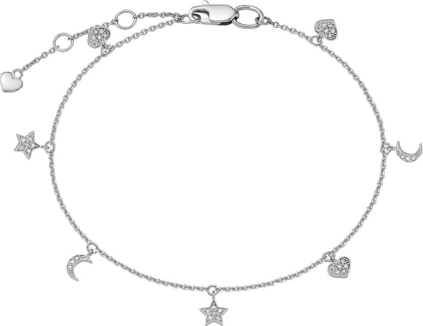 Браслет цепь из белого золота с подвесками Vesna jewelry 52505-251-01-00 с бриллиантами