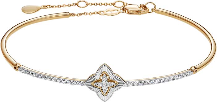 Золотой жесткий браслет Vesna jewelry 53070-159-46-00 с бриллиантами