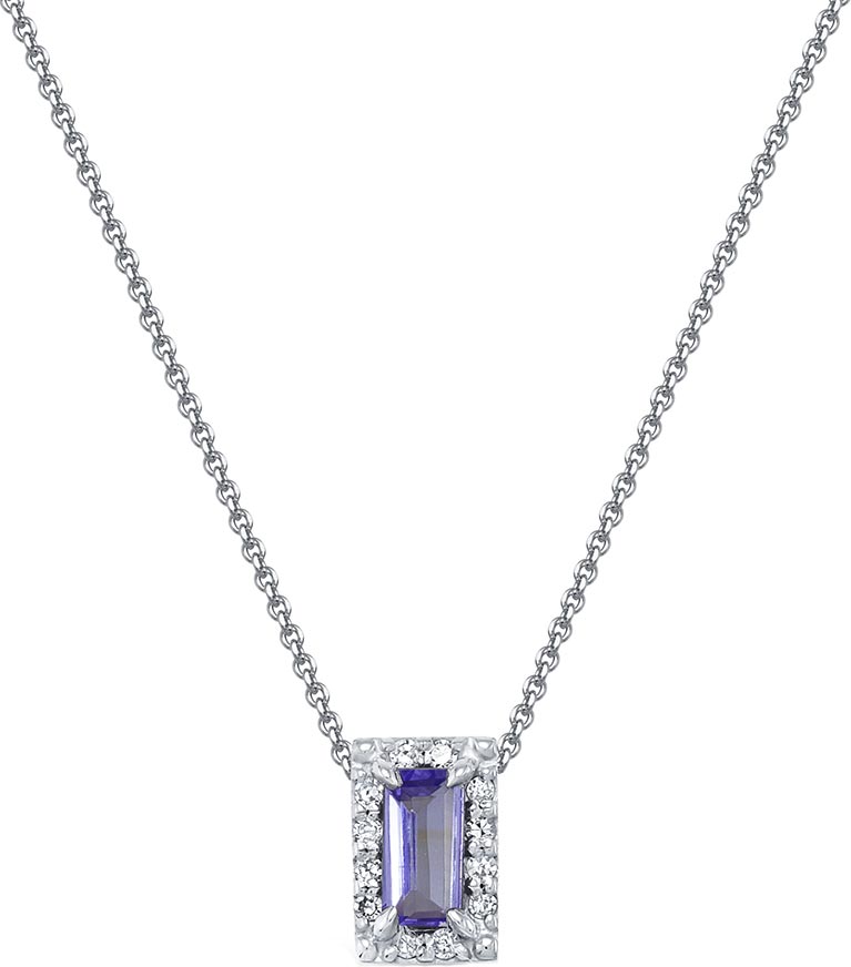 Колье с подвесками из белого золота Vesna jewelry 6021-251-141-01 с танзанитом, бриллиантами