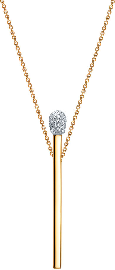 Золотое колье с подвеской ''Спичка'' Vesna jewelry 61010-151-01-01 с бриллиантами