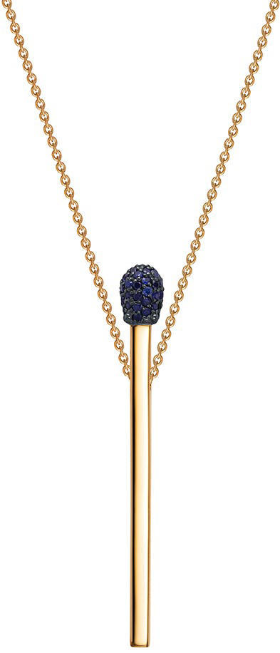 Золотое колье с подвеской ''Спичка'' Vesna jewelry 61010-156-10-01 с сапфирами