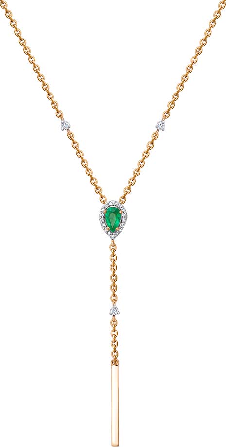 Золотое колье Vesna jewelry 61320-151-107-01 c бриллиантом, изумрудом