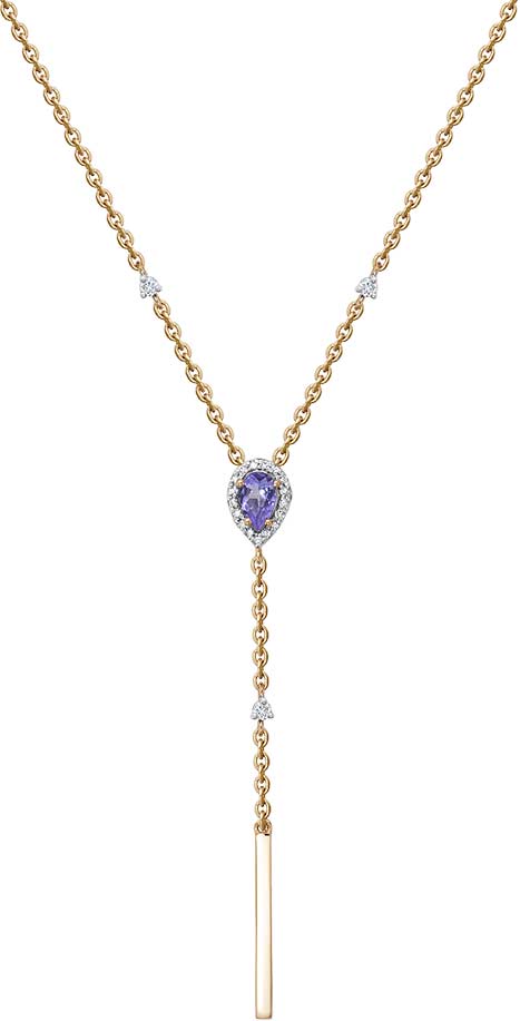 Золотое колье сотуар Vesna jewelry 61320-151-228-01 с танзанитом, бриллиантами