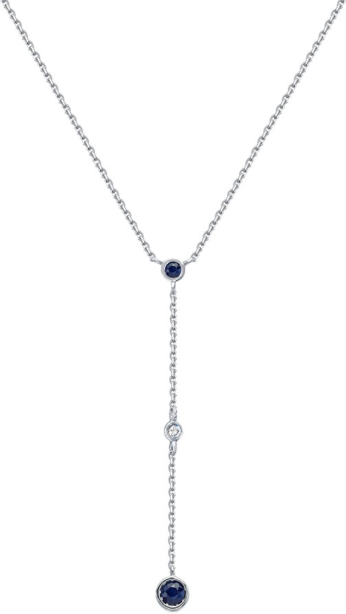 Колье-сотуар из белого золота Vesna jewerly 61321-251-03-01 с сапфирами, бриллиантом