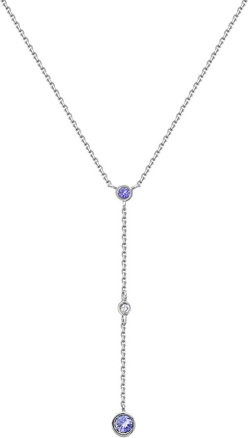 Колье сотуар из белого золота Vesna jewelry 61321-251-140-01 с танзанитами, бриллиантом