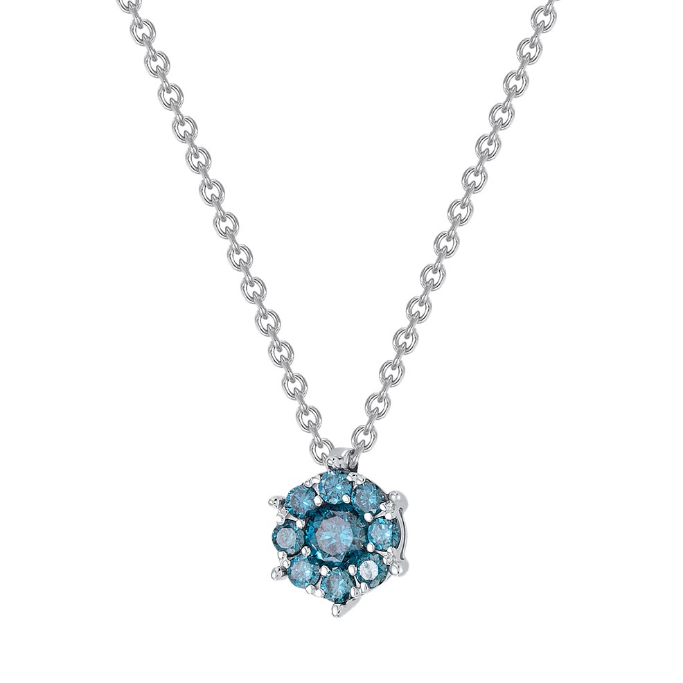 Кулон на цепочке из белого золота Vesna jewelry 61845-251-216-01 с голубыми бриллиантами