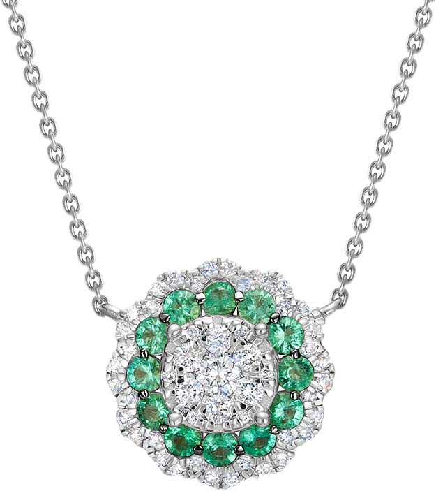 Кулон из белого золота Vesna jewelry 62517-256-107-01 c изумрудами, бриллиантами