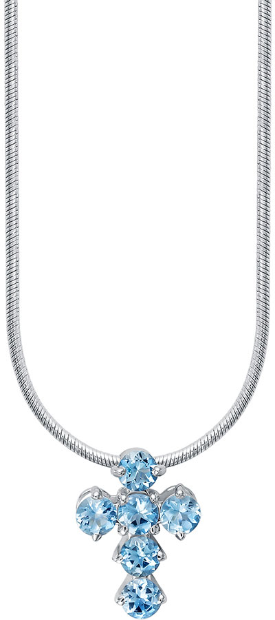 Декоративный крестик из белого золота Vesna jewelry 6979-251-175-03 с аквамаринами