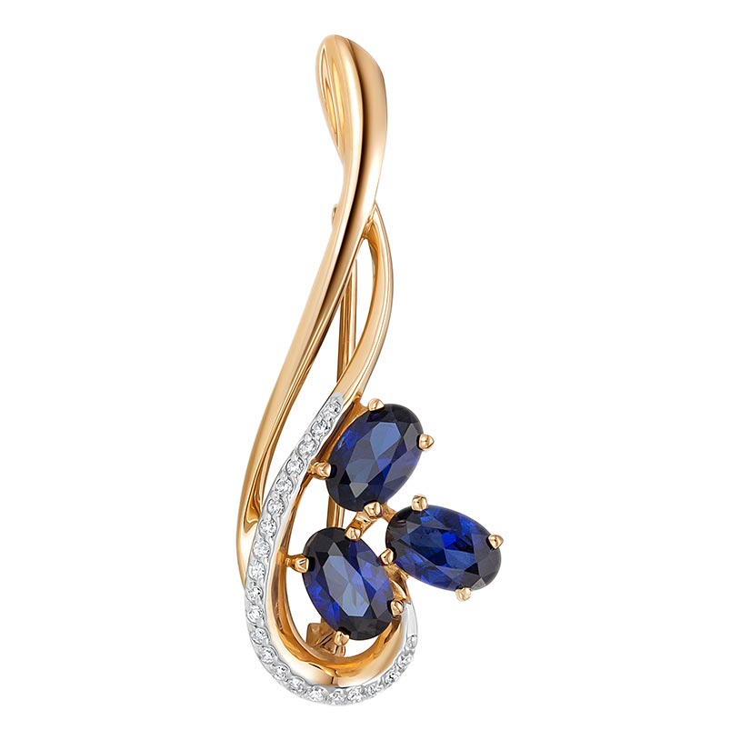 Золотая брошь Vesna jewelry 91978-151-16-00 с корундами, бриллиантами