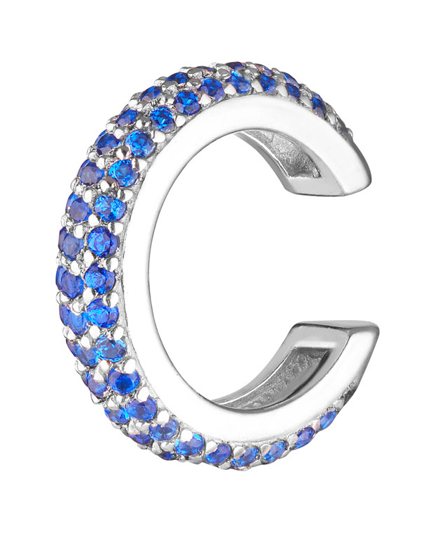 Серебряные серьги-каффы ''Бублик'' WANNA?BE! C024-51 с кубическим цирконием