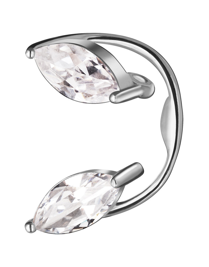 Серебряные серьги-каффы ''Осколки'' WANNA?BE! C045-11 с кубическим цирконием