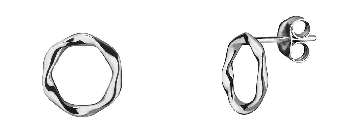 Серебряные серьги пусеты-гвоздики круглые ''Твист'' WANNA?BE! E250-01