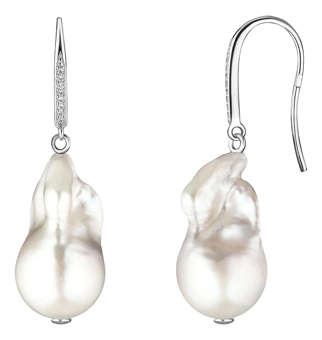 Серебряные серьги с подвесками WANNA?BE! E267-11 с барочным жемчугом, кубическим цирконием