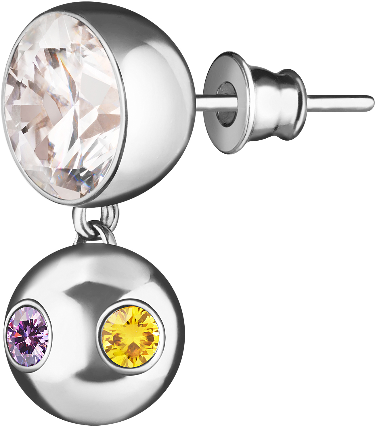 Серебряная моносерьга ''Шар'' WANNA?BE! E358-91 с кубическим цирконием