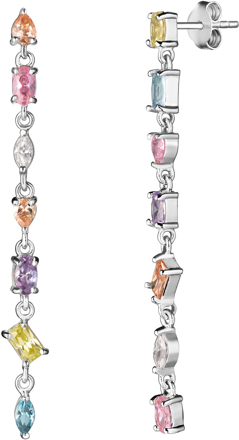 Серебряные длинные серьги ''Леденцы'' WANNA?BE! E371-91 с кубическим цирконием