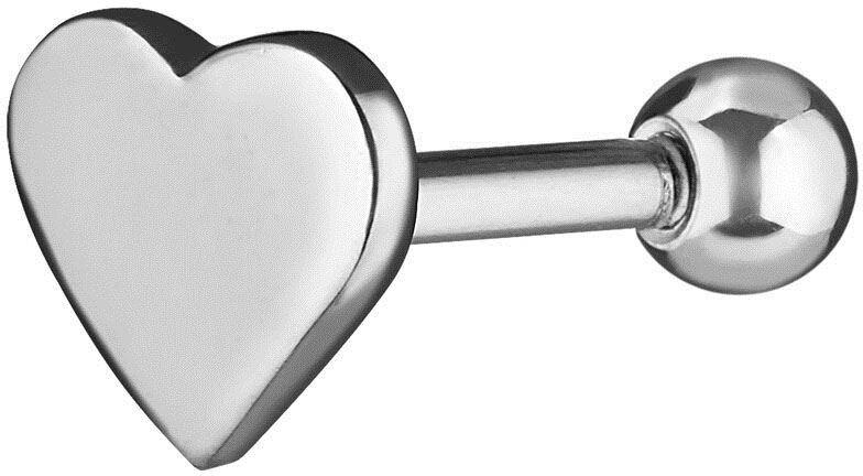 Серебряная серьга штанга ''Сердце'' для пирсинга WANNA?BE! PA089-01