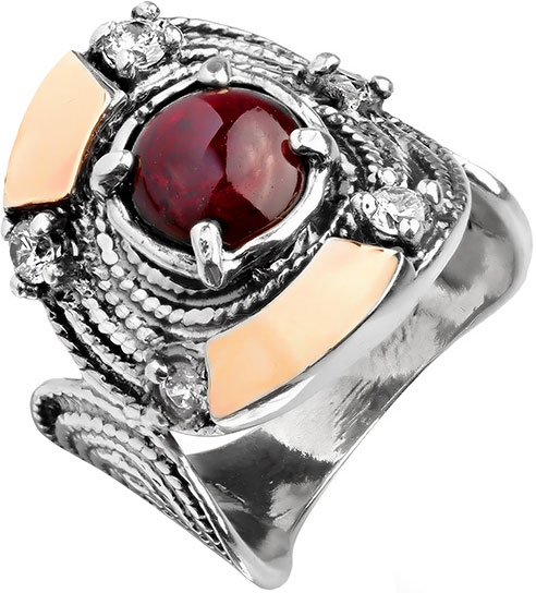 Серебряное кольцо Yaffo SAR923_17-5 c гранатом, фианитом