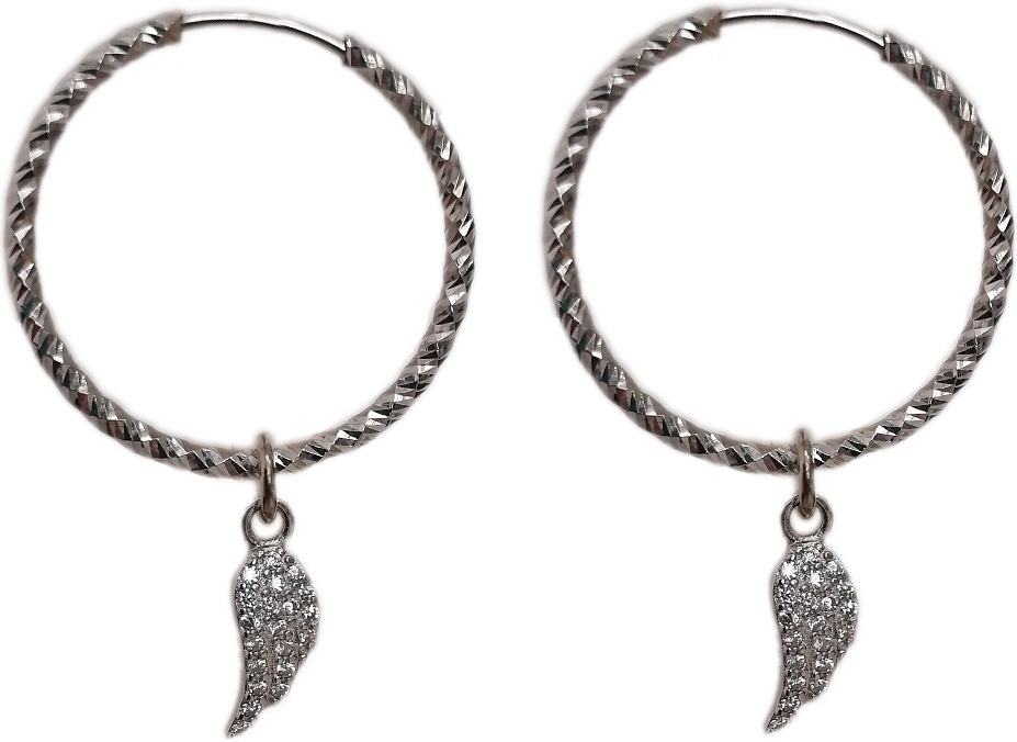 Серебряные серьги кольца с подвесками Yana Jewellery 117/02W-fianit-hoops с фианитами