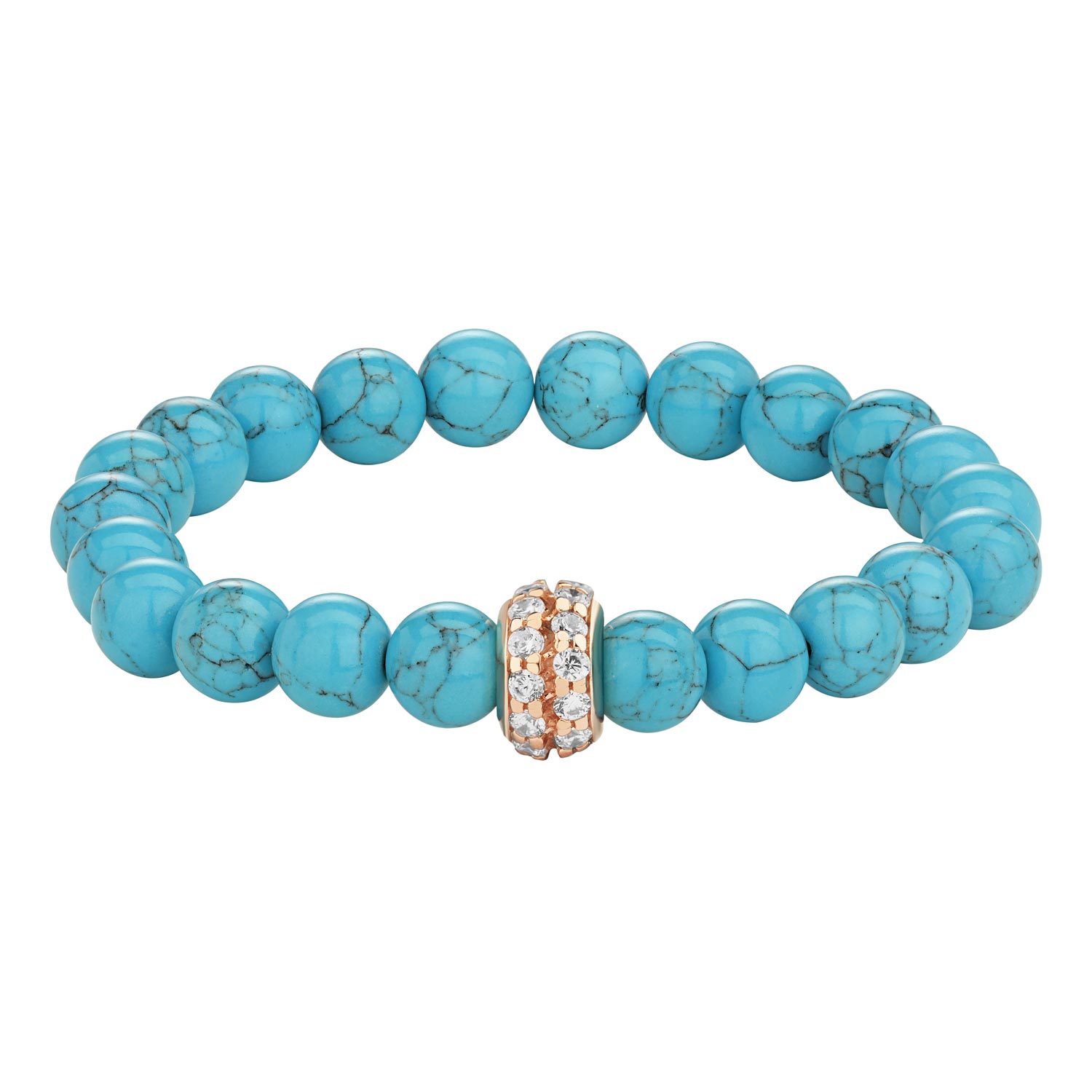 Браслет из бусин Yana Jewellery 117/03R-turquoise-fianit24 с бирюзой, фианитами
