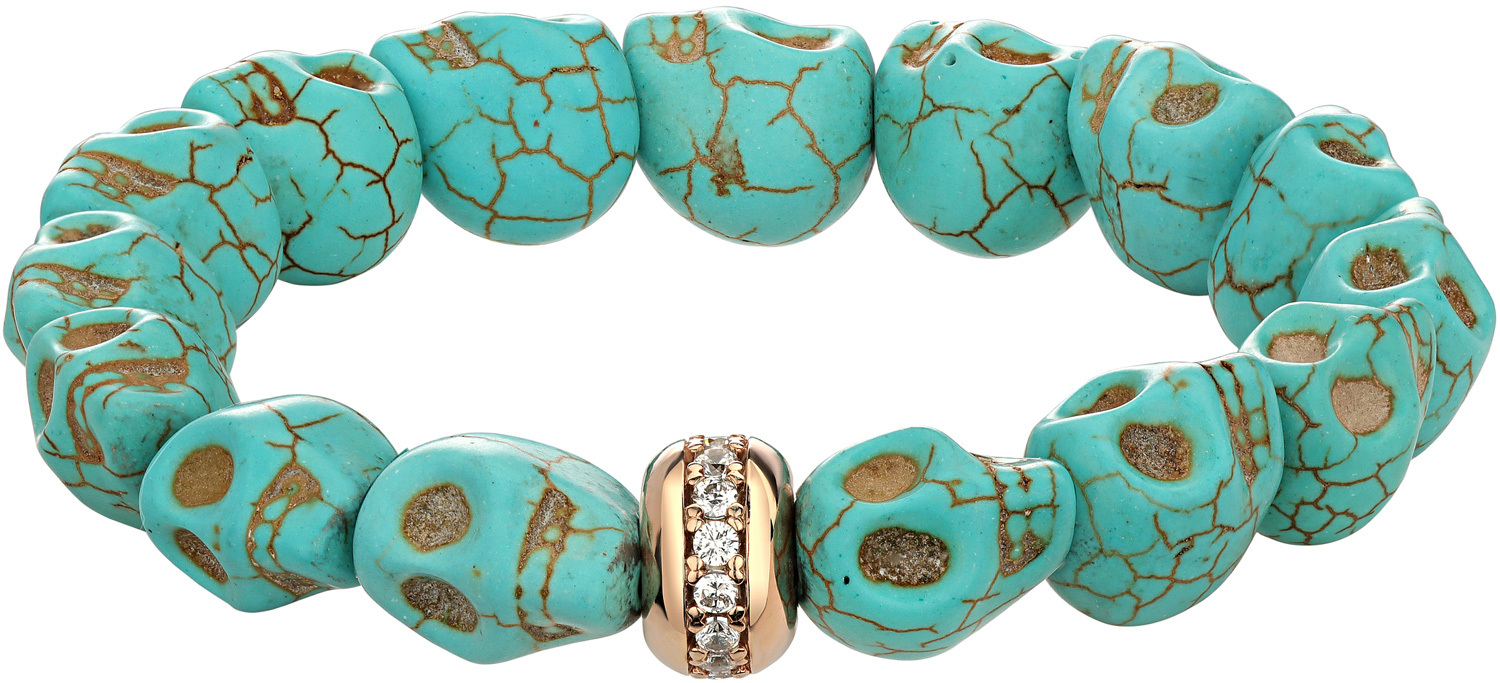 Браслет из бусин ''Черепа'' Yana Jewellery 117/03R-turquoise-light с бирюзой, фианитами