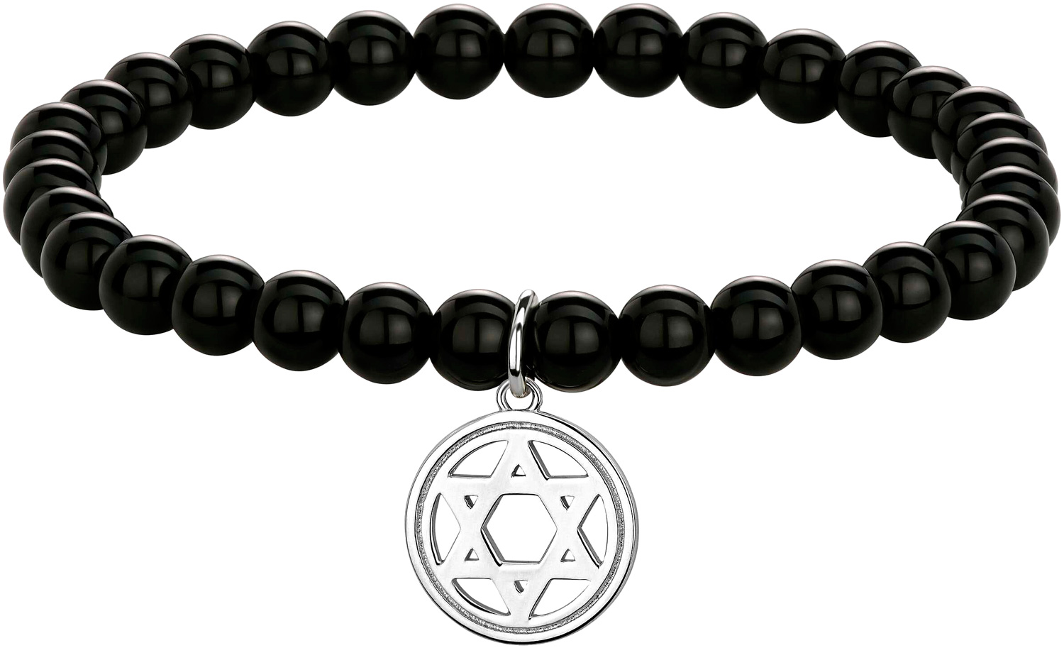 Браслет из бусин с подвеской ''Звезда Давида'' Yana Jewellery 221/09W-obsidian с обсидианом