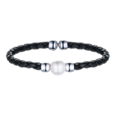 Кожаный плетеный браслет Yana Jewellery 222/09W-0012 с жемчугом