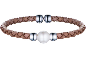 Кожаный плетеный браслет Yana Jewellery 222/09W-0036 с жемчугом
