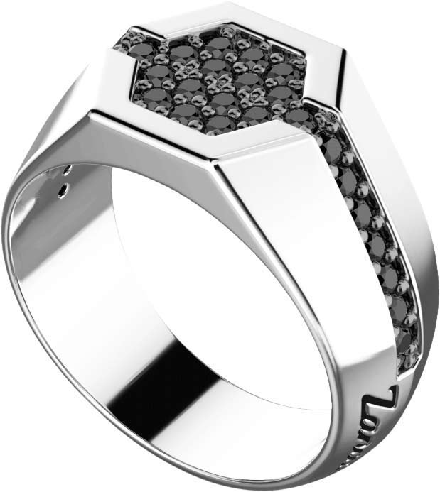 Мужская серебряная печатка перстень Zancan ESA024 со шпинелью