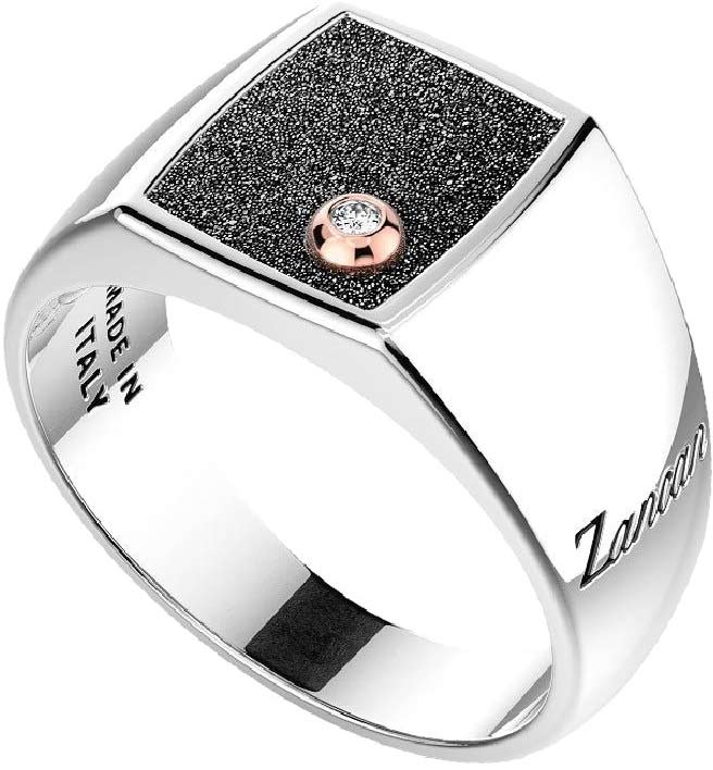 Мужская печатка перстень Zancan ESA087R с бриллиантом, черными бриллиантами