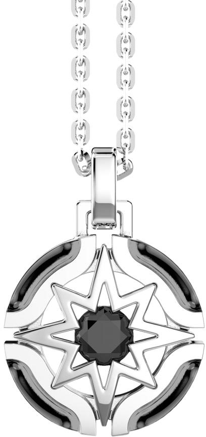 Мужская серебряная подвеска на цепочке Zancan ESC016 с черной шпинелью